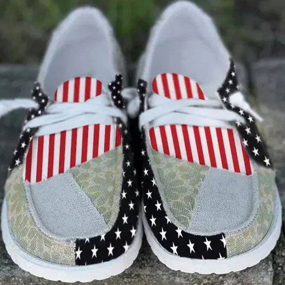 Stars and Stripes Patchwork Boat Shoes ❤️🤍💙 - Picture 3 of 3